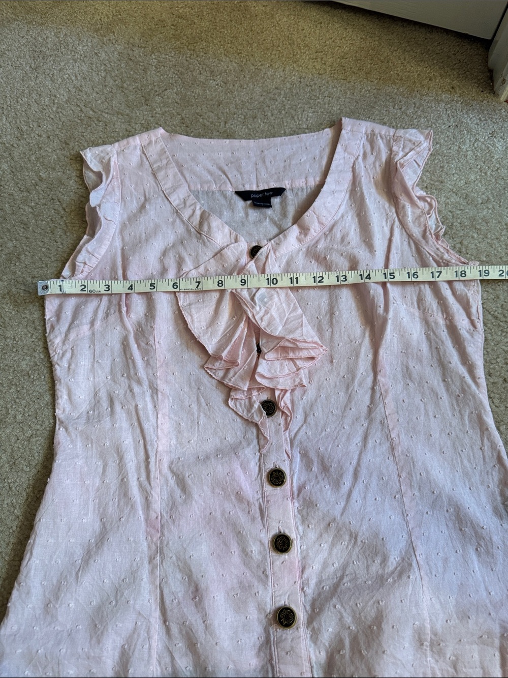 Light Pink Ruffled Button-Front Top - Size Large - Picture 8 of 10